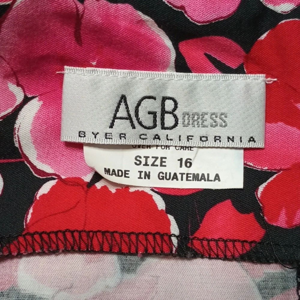 Sleeveless Black Red and Fuschia Floral Midi Dress by AGB Dress Size 16 - Picture 5 of 7